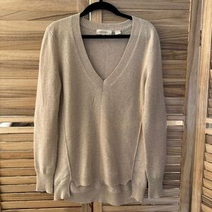 Inhabit Women's V Neck Taupe Cashmere Sweater Size S
